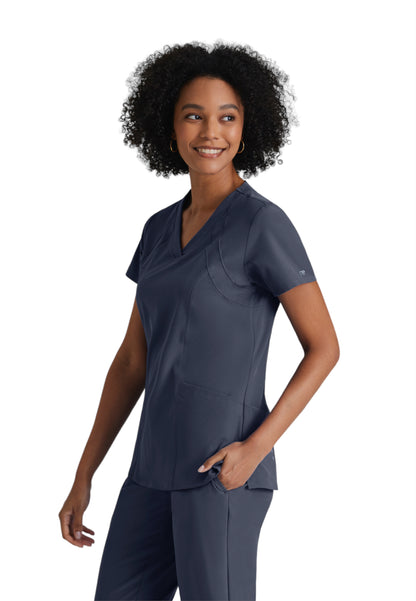 Women's V-Neck Racer Scrub Top - 5105 - Steel