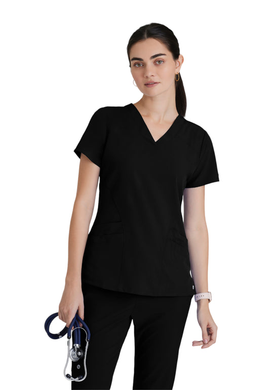 Women's V-Neck Pulse Scrub Top - 5106 - Black