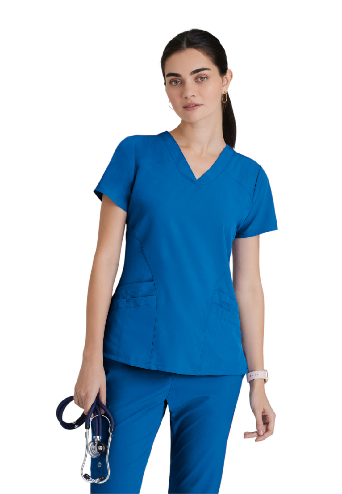 Women's V-Neck Pulse Scrub Top - 5106 - New Royal