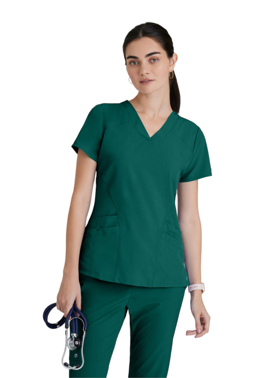 Women's V-Neck Pulse Scrub Top - 5106 - Hunter Green