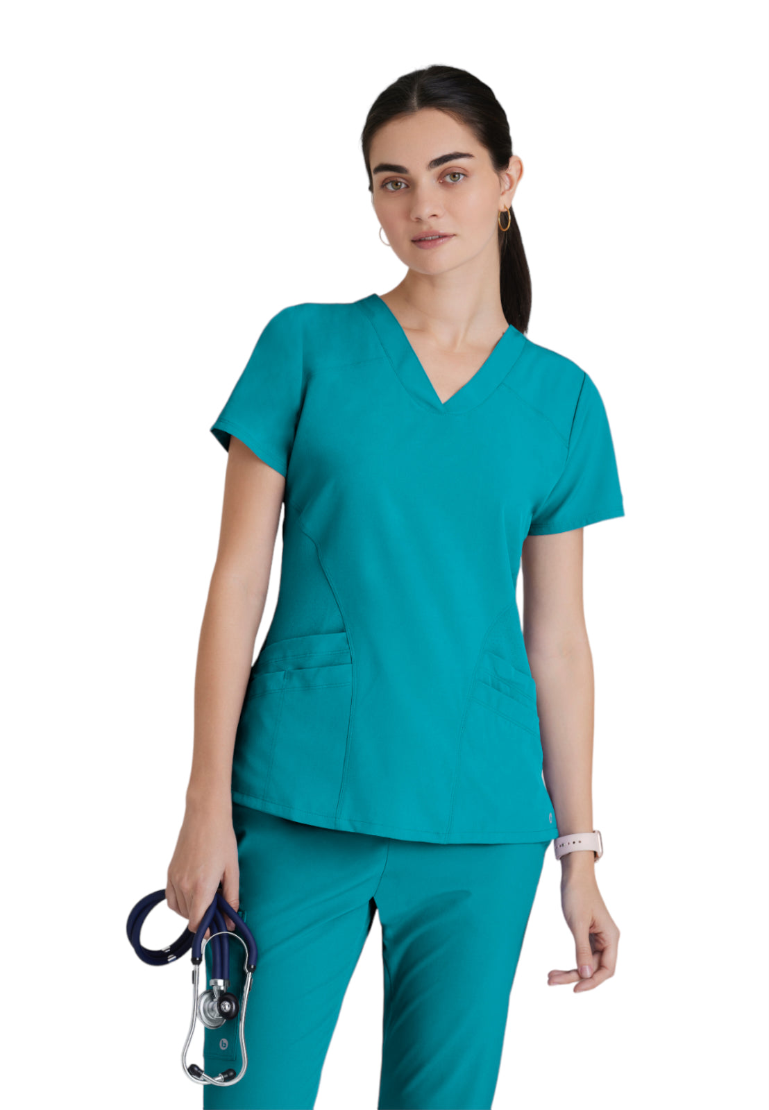 Women's V-Neck Pulse Scrub Top - 5106 - Teal