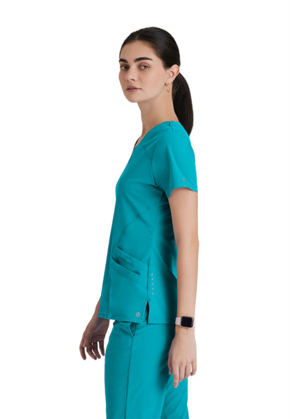 Women's V-Neck Pulse Scrub Top - 5106 - Teal