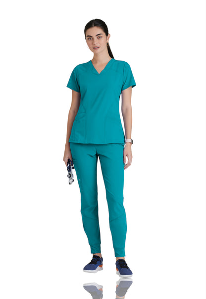 Women's V-Neck Pulse Scrub Top - 5106 - Teal