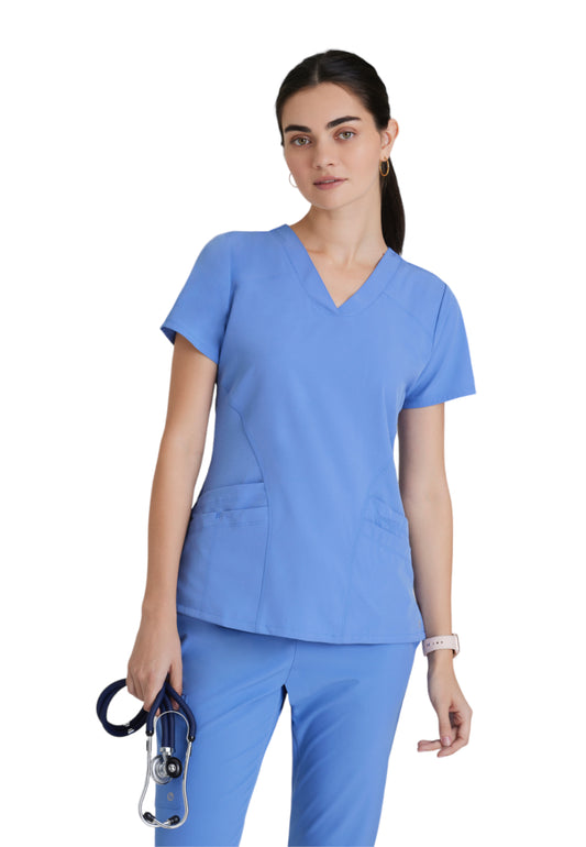 Women's V-Neck Pulse Scrub Top - 5106 - Ciel Blue