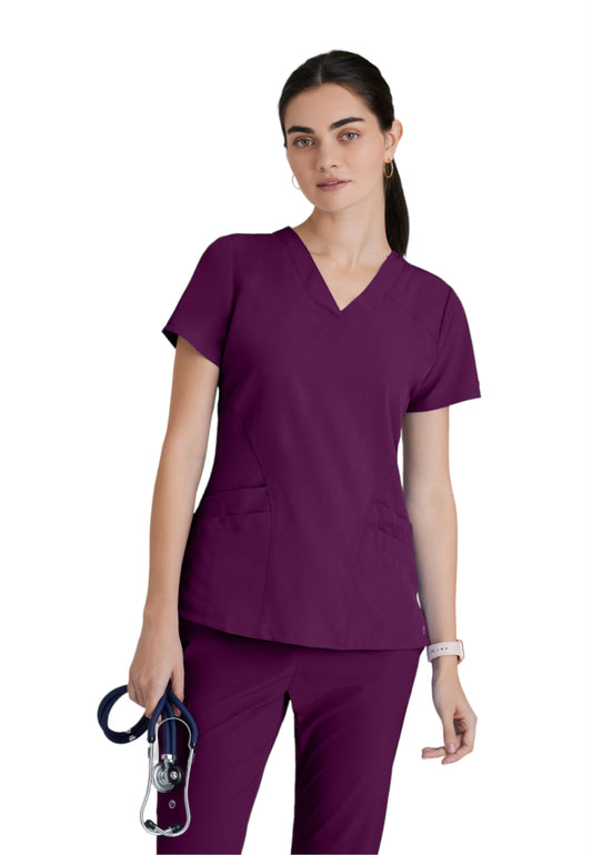 Women's V-Neck Pulse Scrub Top - 5106 - Wine