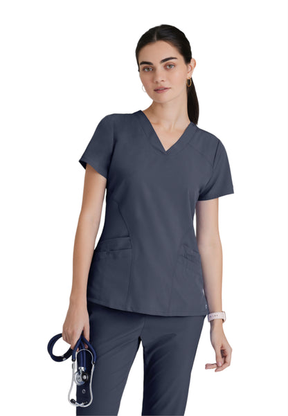 Women's V-Neck Pulse Scrub Top - 5106 - Steel