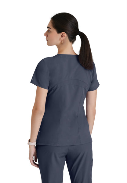 Women's V-Neck Pulse Scrub Top - 5106 - Steel