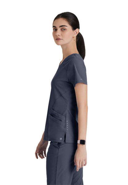 Women's V-Neck Pulse Scrub Top - 5106 - Steel