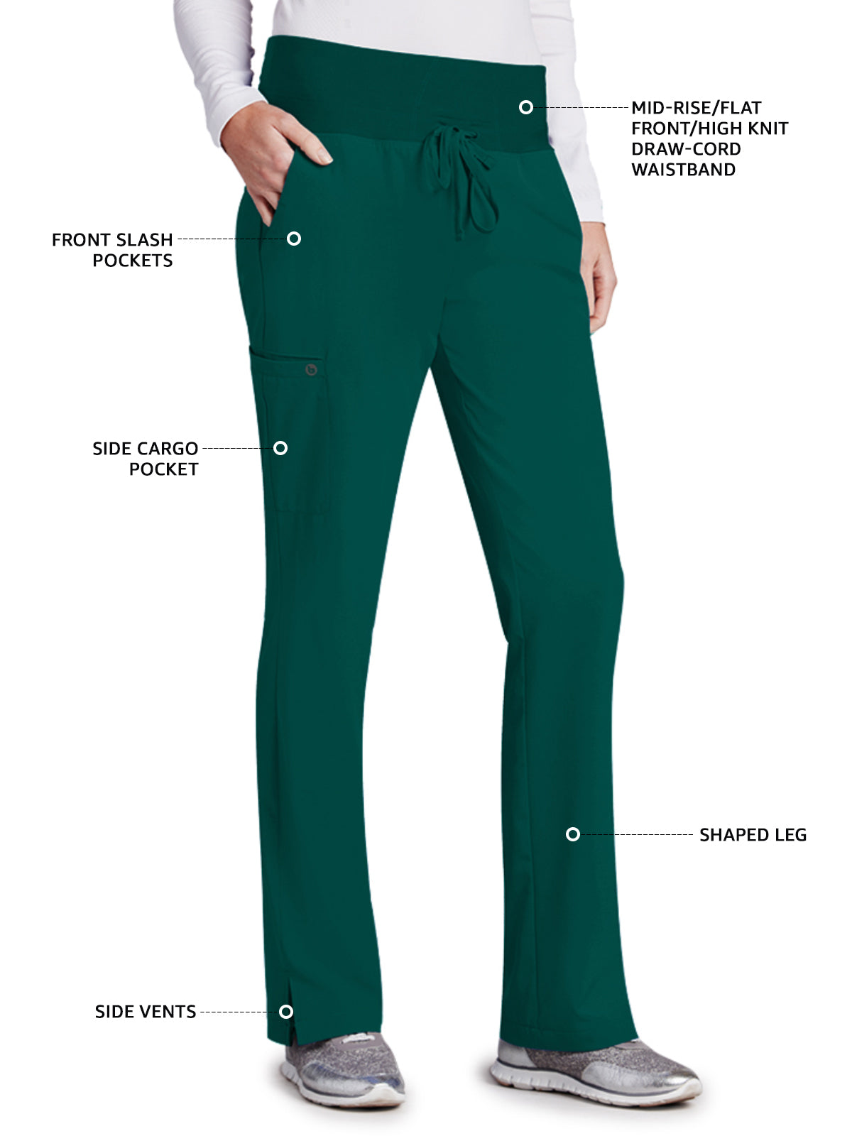 Women's Cargo Pocket Stride Scrub Pant - 5206 - Hunter Green