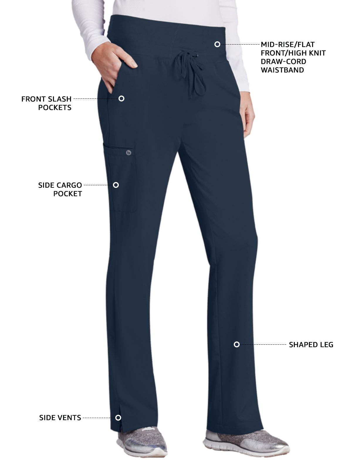 Women's Cargo Pocket Stride Scrub Pant - 5206 - Steel