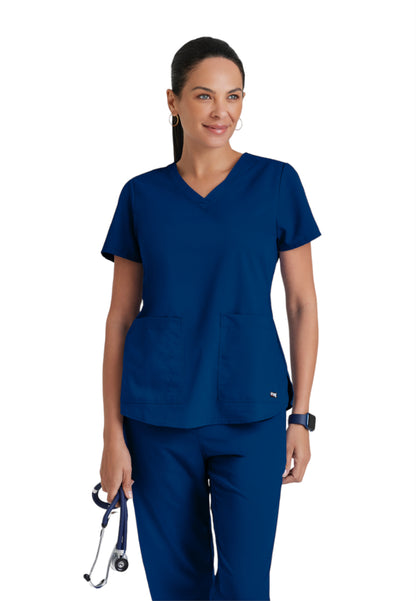 Women's V-Neck Aubrey Scrub Top - 71166 - Indigo (Navy)