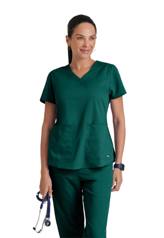 Women's V-Neck Aubrey Scrub Top - 71166 - Hunter Green