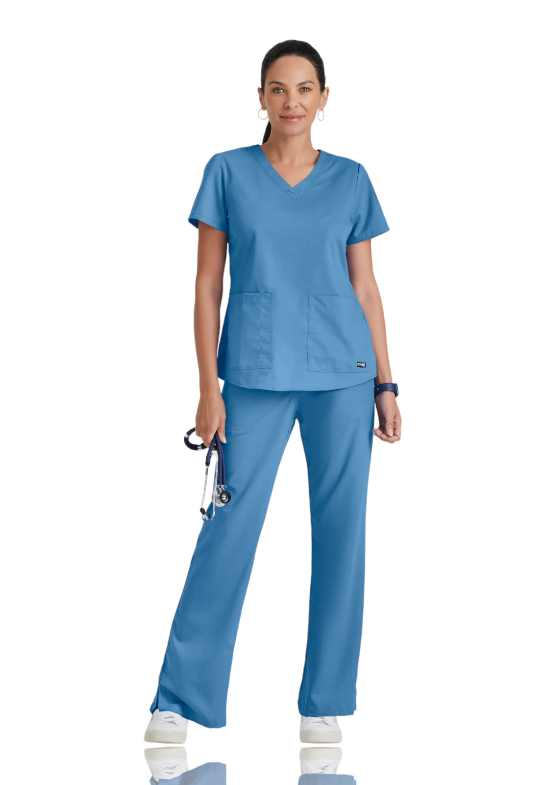 Women's V-Neck Aubrey Top - 71166 - Ciel Blue