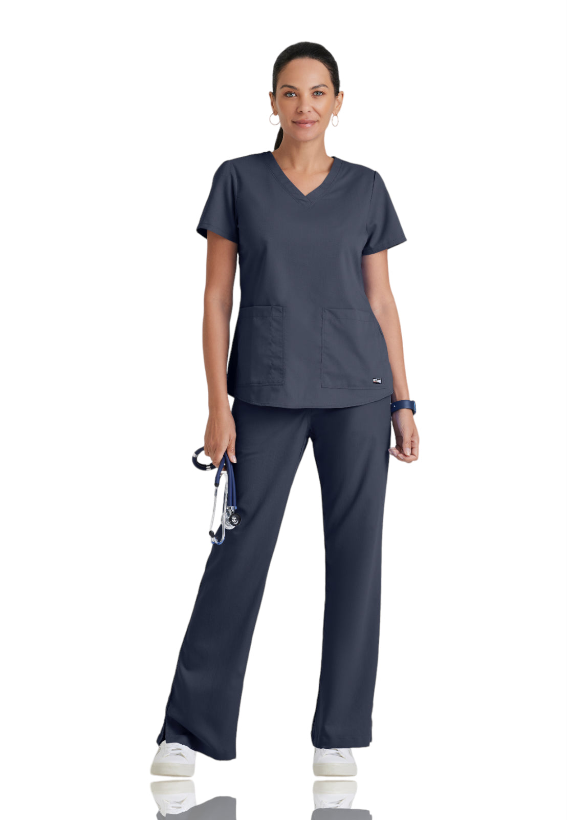 Women's V-Neck Aubrey Top - 71166 - Steel
