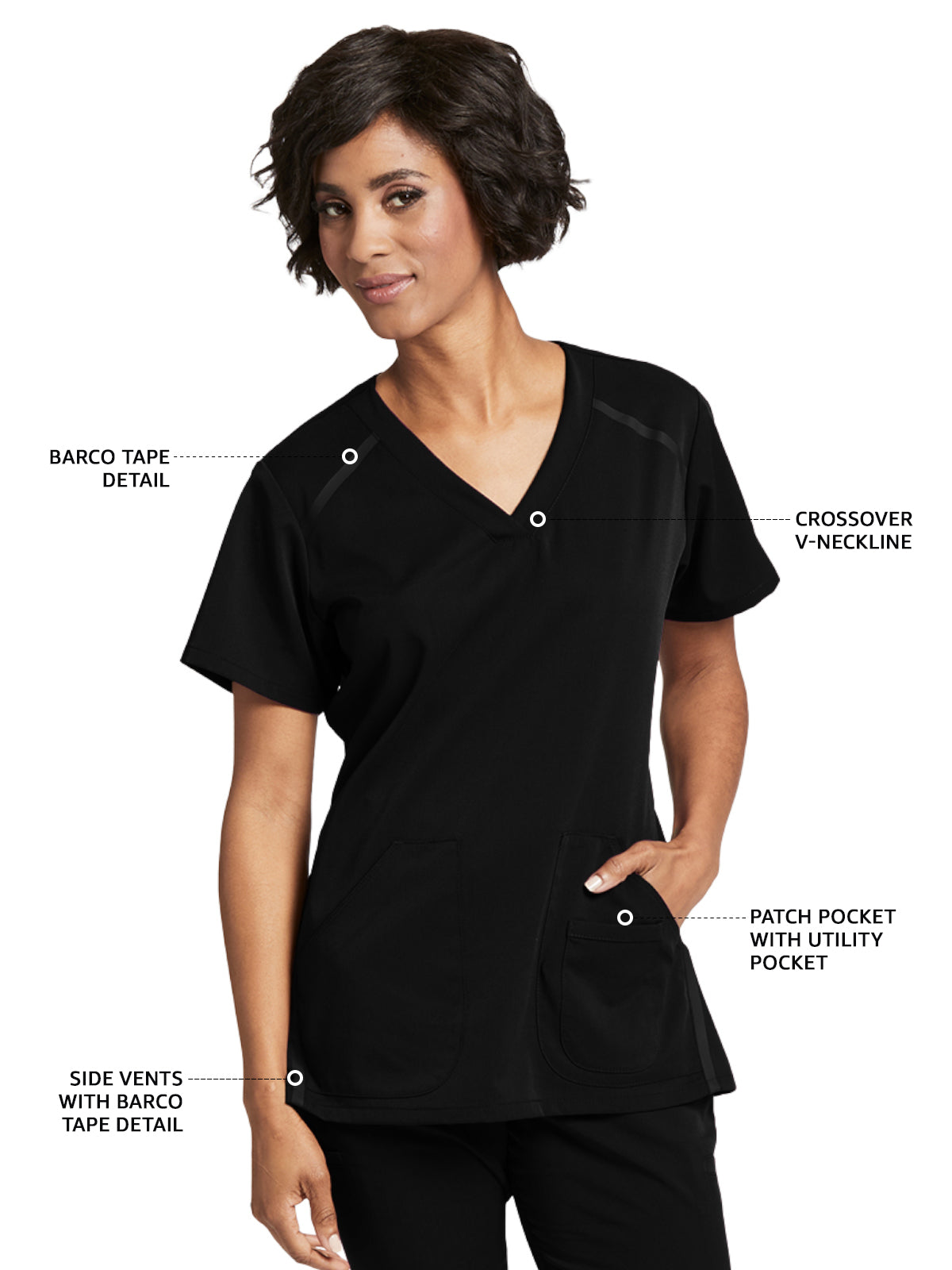 Women's V-Neck Elevate Scrub Top - 7188 - Black