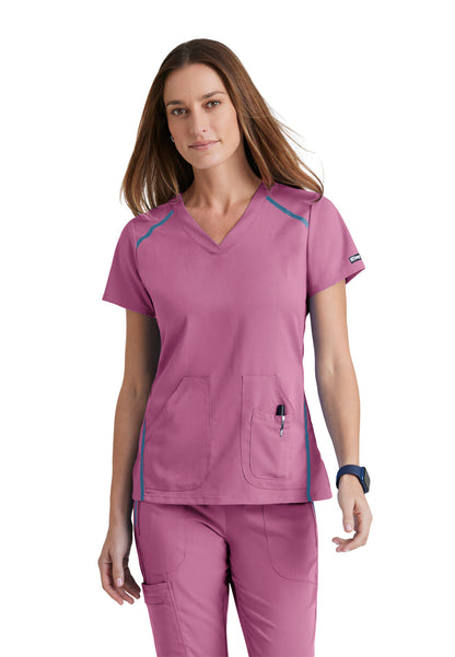 Women's V-Neck Elevate Scrub Top - 7188 - Pink Topaz