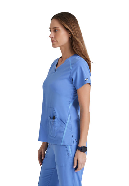 Women's V-Neck Elevate Scrub Top - 7188 - Ciel Blue