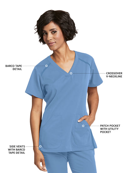 Women's V-Neck Elevate Scrub Top - 7188 - Ciel Blue