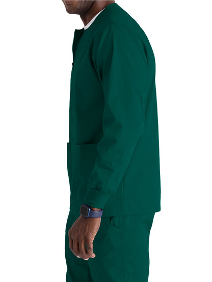 Two Pocket Ribbed Cuff Scrub Jacket - BE003 - Hunter Green