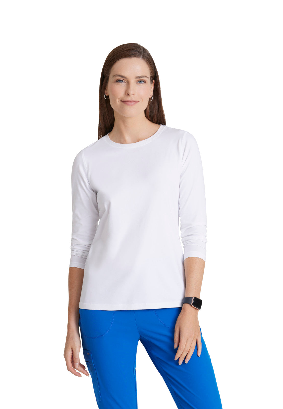 Women's Long Sleeve Accelerate Underscrub Tee - BOK804 - White