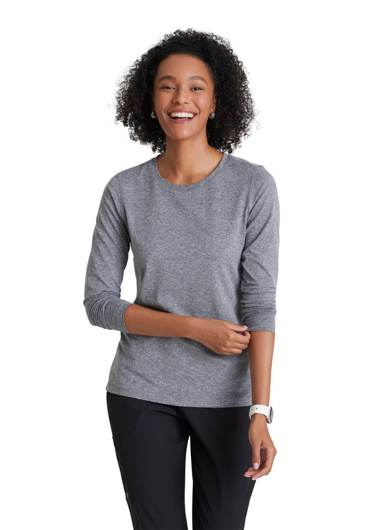 Women's Long Sleeve Accelerate Underscrub Tee - BOK804 - Grey Heather