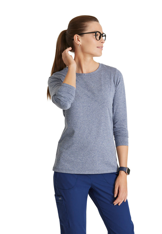 Women's Long Sleeve Accelerate Underscrub Tee - BOK804 - Indigo Heather