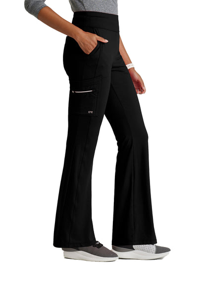 Women's 7 Pocket High-Rise Fit and Flare Scrub Pant - BOP645 - Black