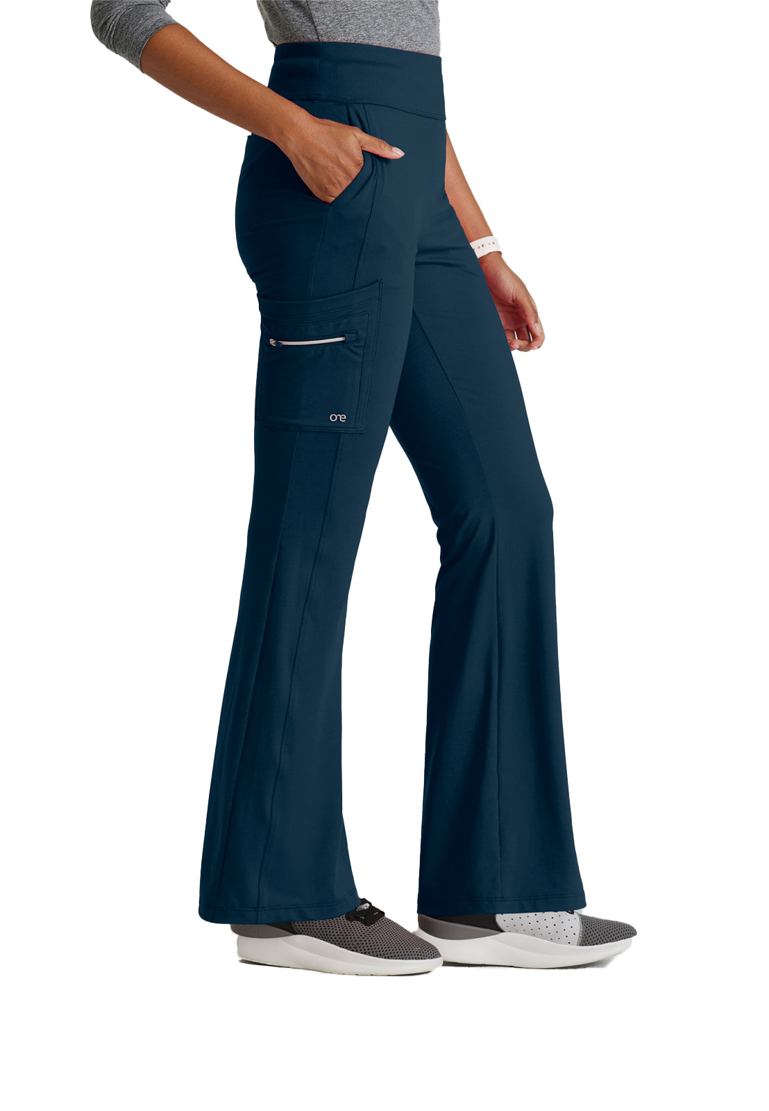 Women's 7 Pocket High-Rise Fit and Flare Scrub Pant - BOP645 - Steel