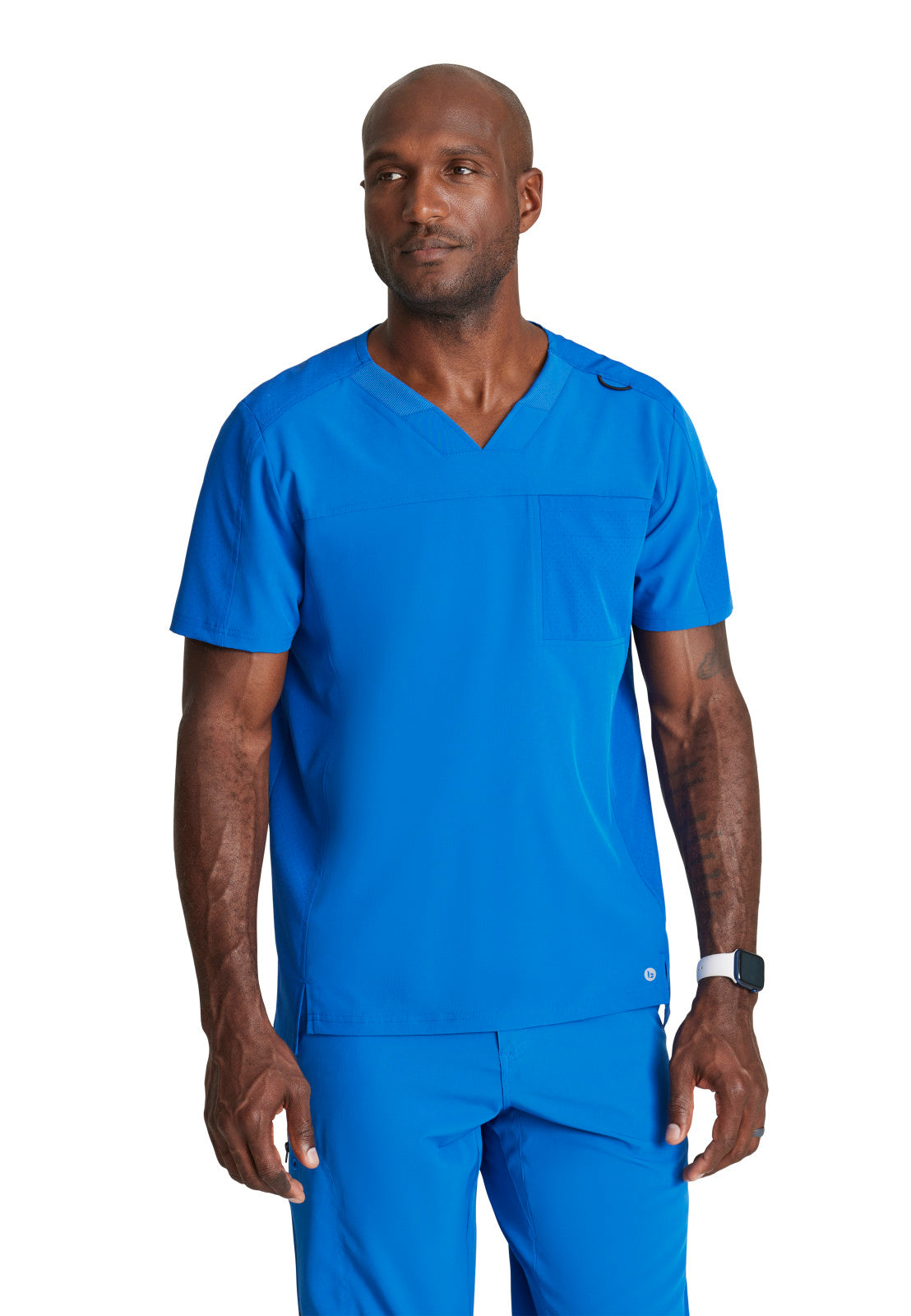 Men's Two-Pocket Ribbed V-Neck Velocity Scrub Top - BOT195 - New Royal