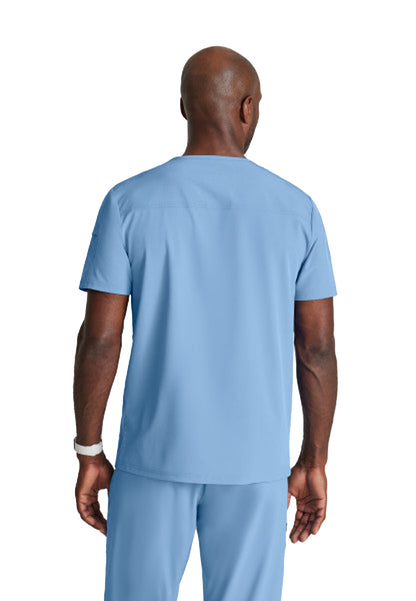 Men's Two-Pocket Ribbed V-Neck Velocity Scrub Top - BOT195 - Ciel Blue