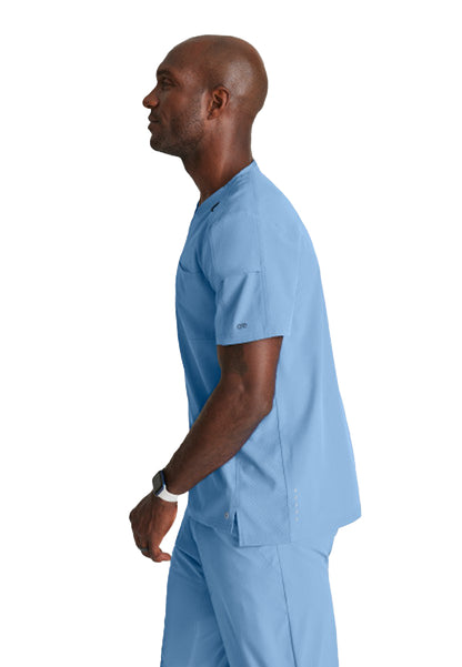 Men's Two-Pocket Ribbed V-Neck Velocity Scrub Top - BOT195 - Ciel Blue