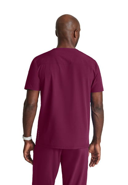 Men's Two-Pocket Ribbed V-Neck Velocity Scrub Top - BOT195 - Wine