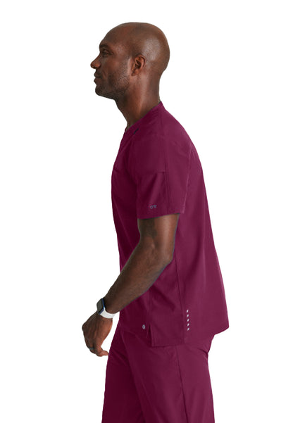 Men's Two-Pocket Ribbed V-Neck Velocity Scrub Top - BOT195 - Wine