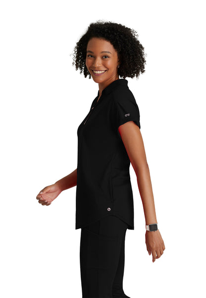 Women's 2 Pocket Zip Neck Dolman Scrub Top - BOT210 - Black