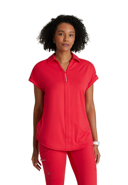 Women's 2 Pocket Zip Neck Dolman Scrub Top - BOT210 - Grenadine