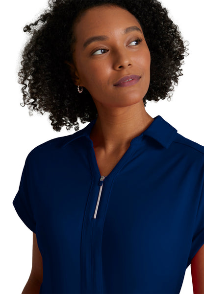 Women's 2 Pocket Zip Neck Dolman Scrub Top - BOT210 - Indigo