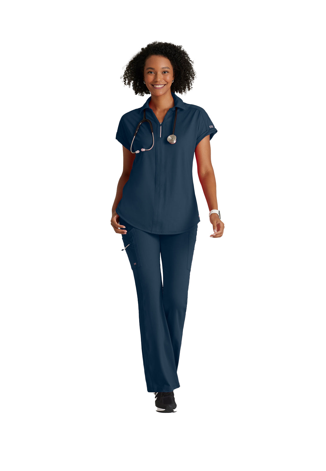 Women's 2 Pocket Zip Neck Dolman Scrub Top - BOT210 - Steel