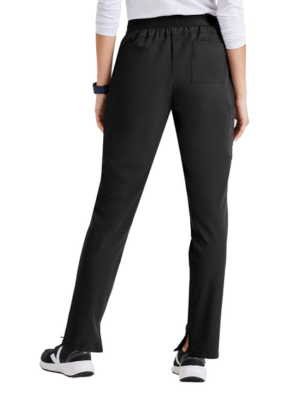 Women's Flat Front Waistband Scrub Pant - BUP601 - Black