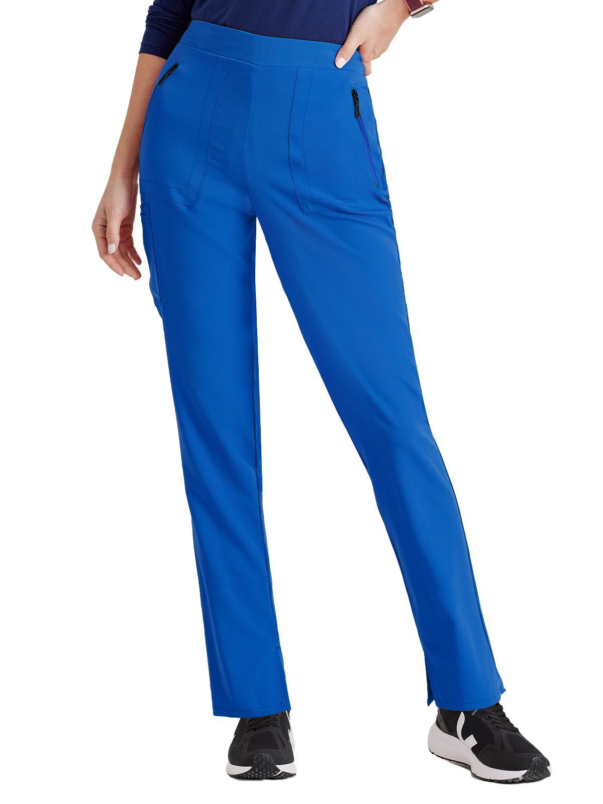 Women's Flat Front Waistband Scrub Pant - BUP601 - New Royal