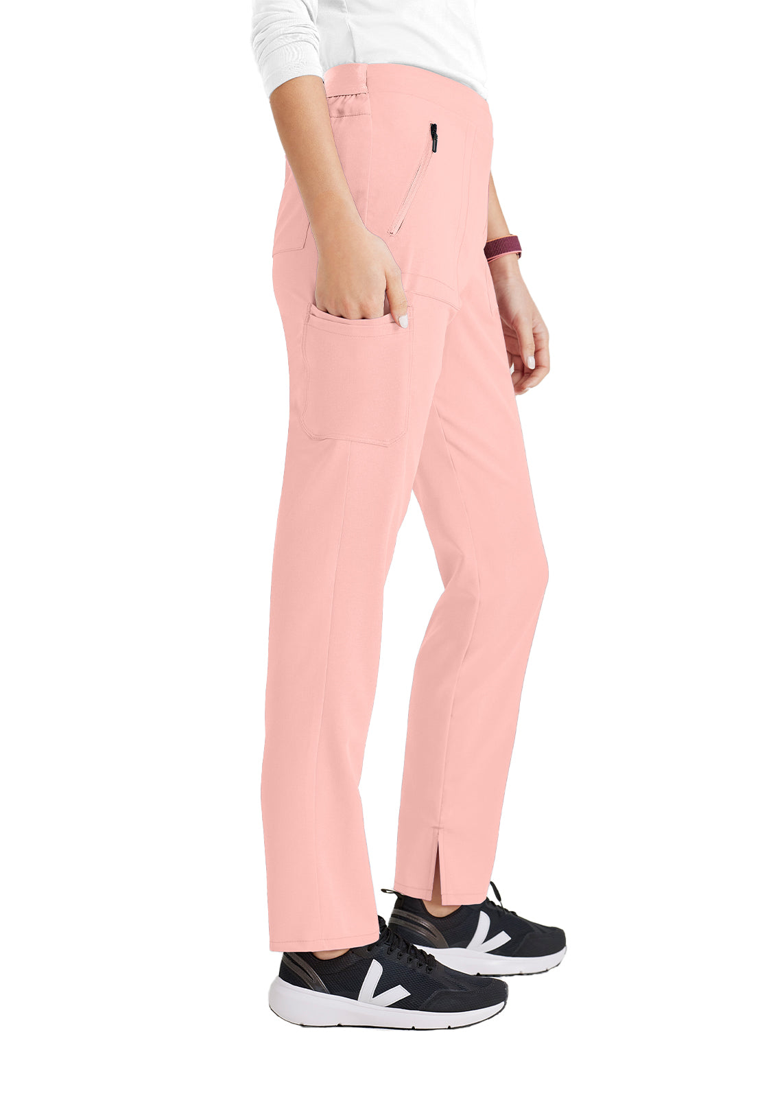 Women's Flat Front Waistband Scrub Pant - BUP601 - Light Peach