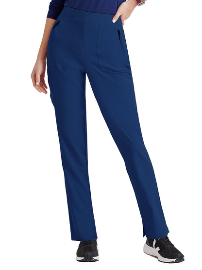 Women's Flat Front Waistband Scrub Pant - BUP601 - Indigo (Navy)