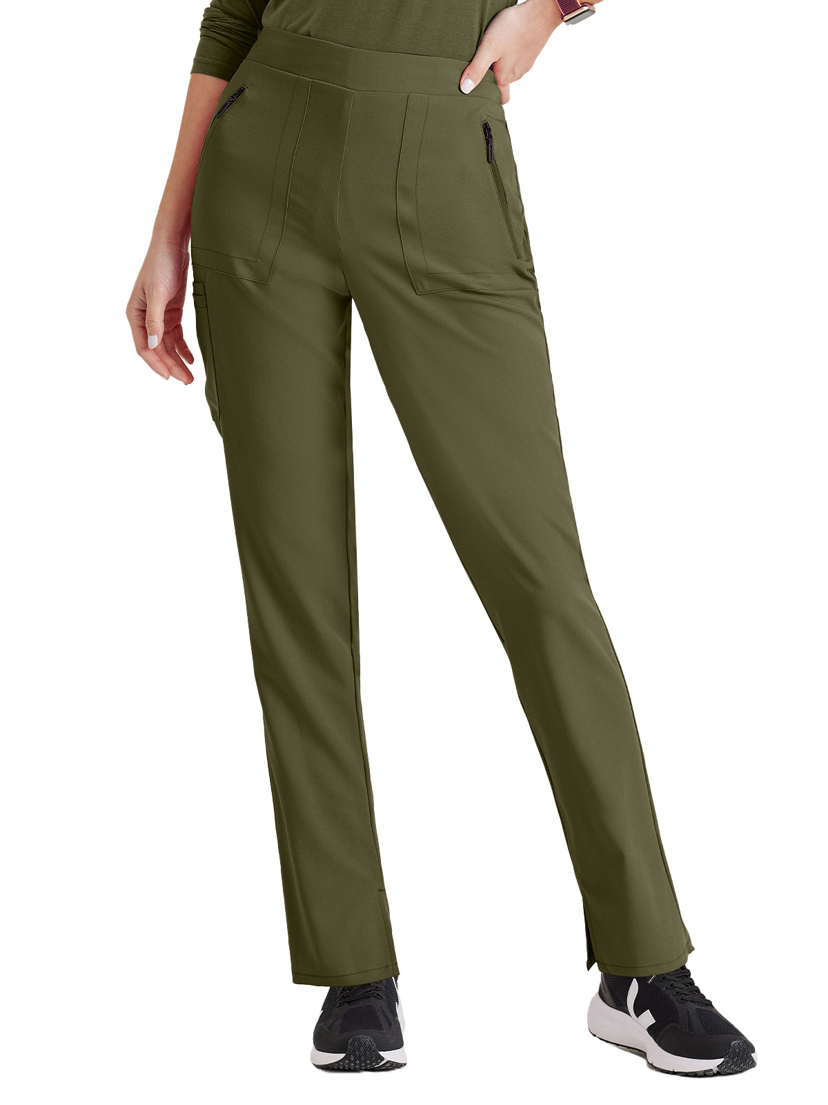 Women's Flat Front Waistband Scrub Pant - BUP601 - Olive