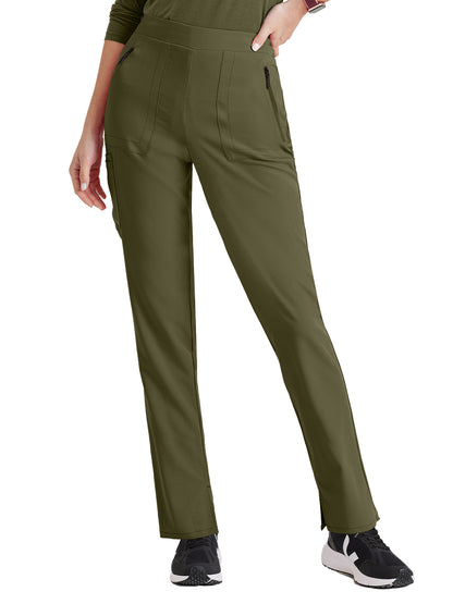 Women's Flat Front Waistband Scrub Pant - BUP601 - Olive