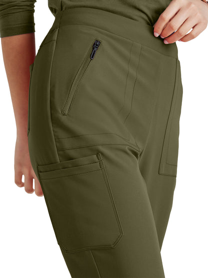 Women's Flat Front Waistband Scrub Pant - BUP601 - Olive