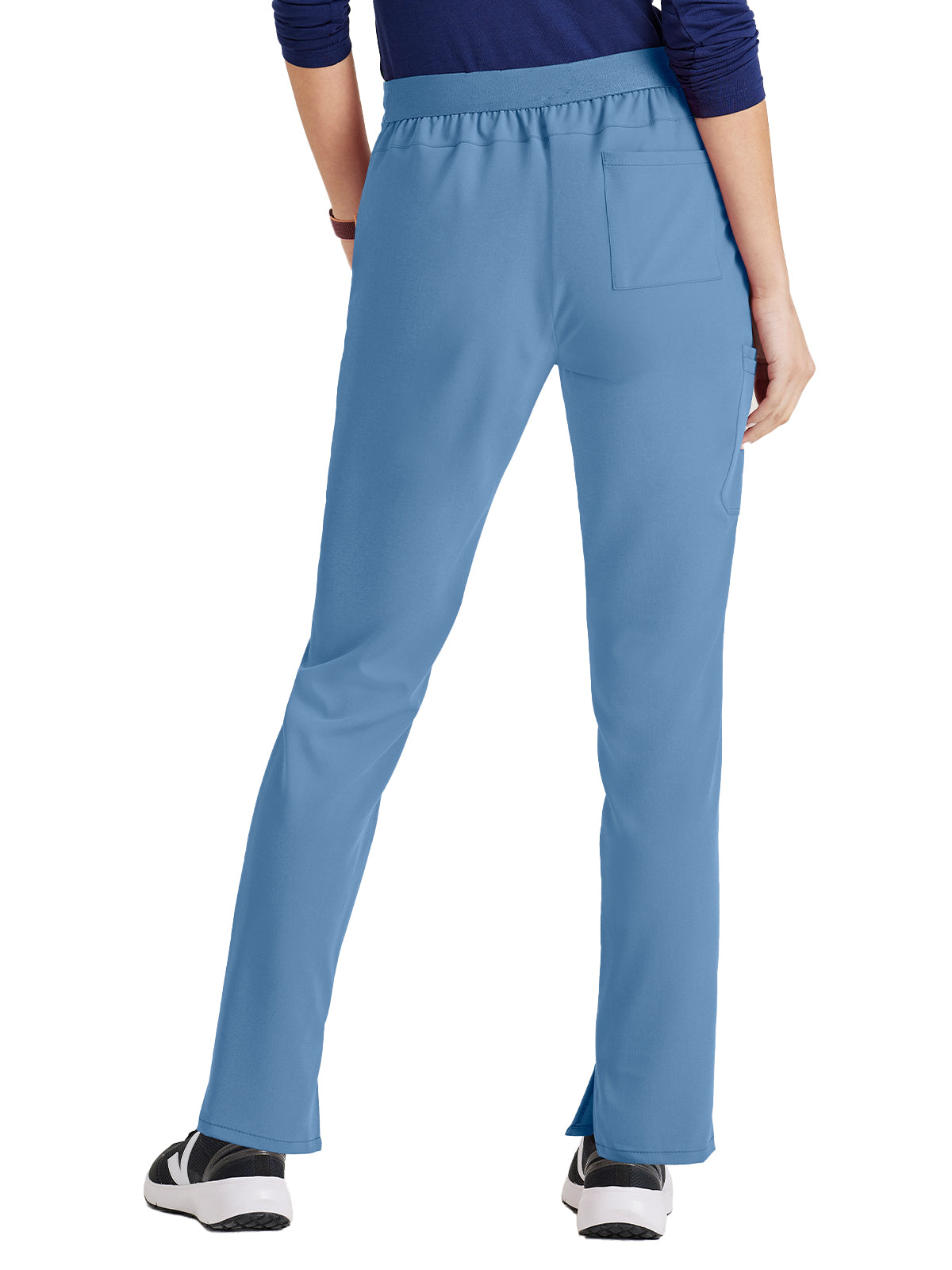 Women's Flat Front Waistband Scrub Pant - BUP601 - Ciel Blue