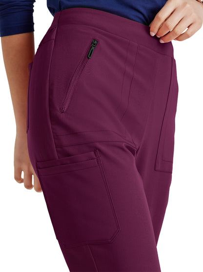 Women's Flat Front Waistband Scrub Pant - BUP601 - Wine