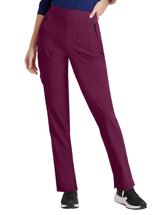 Women's Flat Front Waistband Scrub Pant - BUP601 - Wine