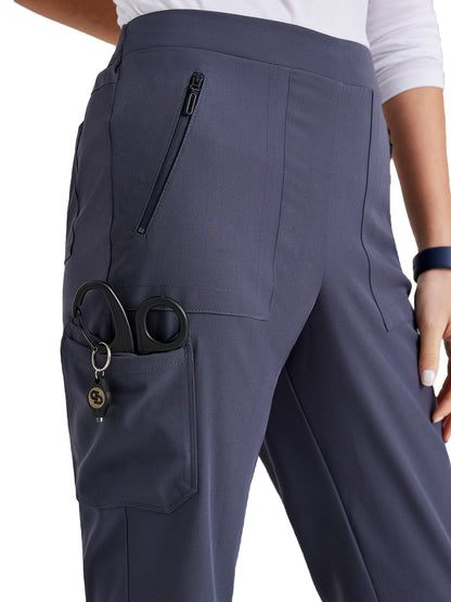 Women's Flat Front Waistband Scrub Pant - BUP601 - Steel