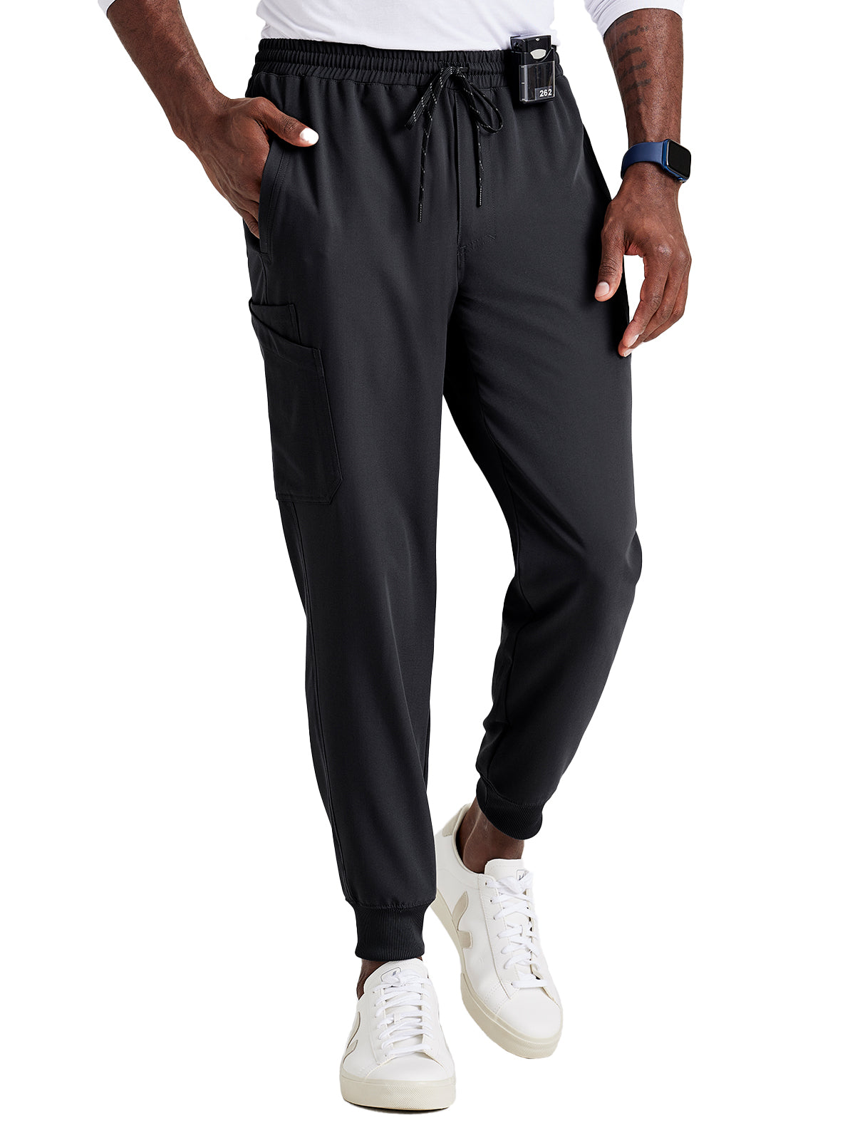 Men's Rib Cuff Jogger Style Scrub Pant - BUP602 - Black