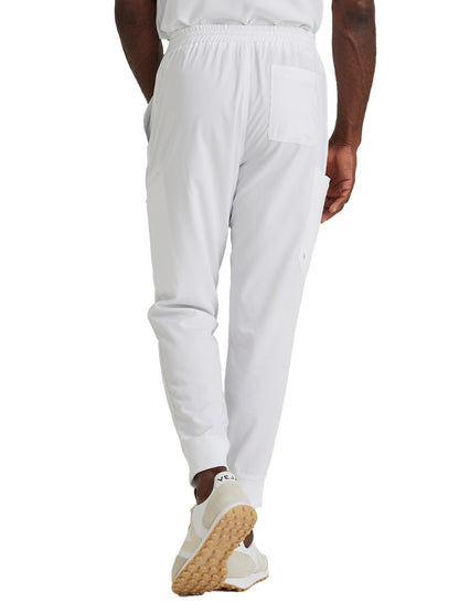 Men's Rib Cuff Jogger Style Scrub Pant - BUP602 - White